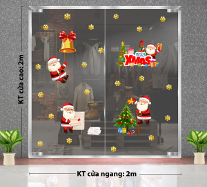 Decal dán tường Decal Noel -ông già kéo quả chuông Decal dán tường Decal Noel -ông già kéo quả chuông