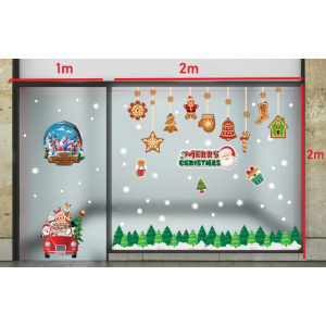 Decal dán tường Decal Noel- Ông già lái xe bên rừng thông xanh Decal dán tường Decal Noel- Ông già lái xe bên rừng thông xanh