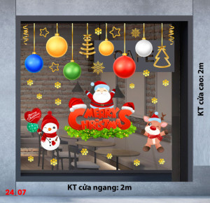 Decal dán tường Noel -Ông già noel và  những quả châu xinh 