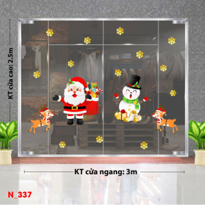 Decal dán tường Noel- Ông già noel và túi quà