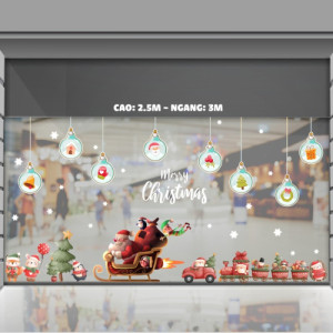 Decal dán tường Decal Noel -Ông già quả châu treo xanh Decal dán tường Decal Noel -Ông già quả châu treo xanh