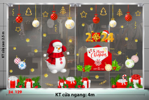 Decal dán tường Noel -Phong thư đỏ và người tuyết