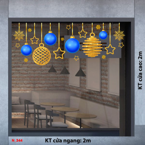 Decal dán tường Decal Noel -Qủa châu xanh dương Decal dán tường Decal Noel -Qủa châu xanh dương