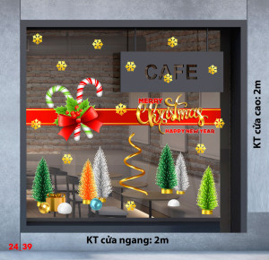 Decal dán tường Noel -Sáu cây thông đủ màu