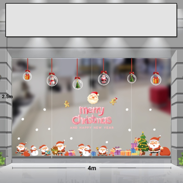 Decal dán tường Decal Noel (T) - Dây treo quả châu và những ông già Noel Decal dán tường Decal Noel (T) - Dây treo quả châu và những ông già Noel