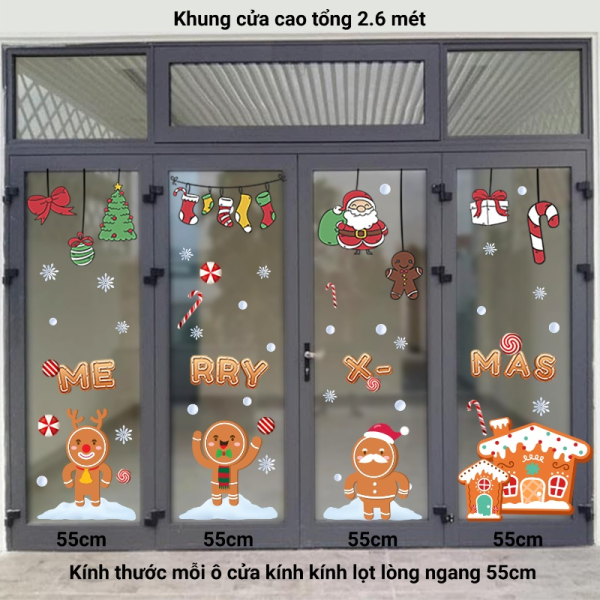 Decal dán tường Decal Noel (T) cửa 4 cánh  số  2 Decal dán tường Decal Noel (T) cửa 4 cánh  số  2