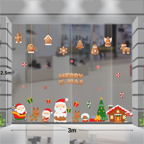 Decal dán tường Decal Noel (T) Ông già Noel và dây treo Decal dán tường Decal Noel (T) Ông già Noel và dây treo