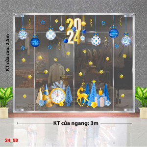 Decal dán tường Decal Noel -Qủa châu xanh và tuần lộc vàng 3m Decal dán tường Decal Noel -Qủa châu xanh và tuần lộc vàng 3m