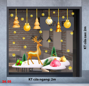 Decal dán tường Decal Noel- Tuần lộc và dây treo quả châu 2m Decal dán tường Decal Noel- Tuần lộc và dây treo quả châu 2m