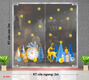 Decal dán tường Decal Noel -Đồng hồ và tuần lộc Decal dán tường Decal Noel -Đồng hồ và tuần lộc