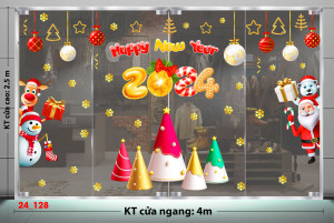 Decal dán tường Decal Noel -Ông già và chú gấu vẫy chào noel Decal dán tường Decal Noel -Ông già và chú gấu vẫy chào noel