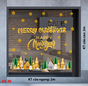 Decal dán tường Noel -Ngôi nhà giáng sinh màu vàng 1