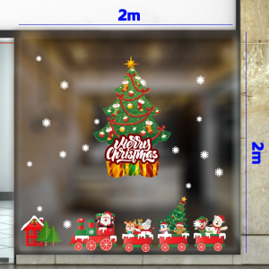 Decal dán tường Decal Noel - Đoàn tàu noel vui nhộn dán cửa kính đẹp Decal dán tường Decal Noel - Đoàn tàu noel vui nhộn dán cửa kính đẹp