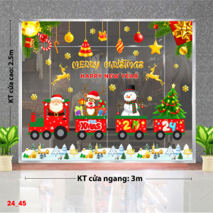 Decal dán tường Noel -Đoàn tàu noel trên tuyết trắng