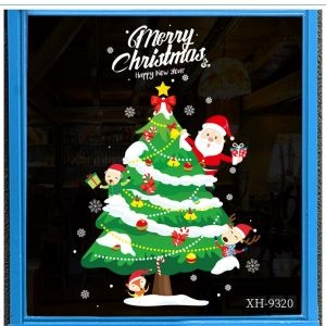 Decal dán tường Noel 107 - Ông già noel và cây thông