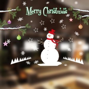 Decal dán tường Noel 111 - Người tuyết và cây trang trí