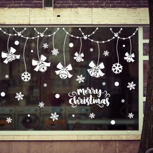 Decal dán tường Noel 118 - Dây nơ trang trí và chữ Giáng Sinh