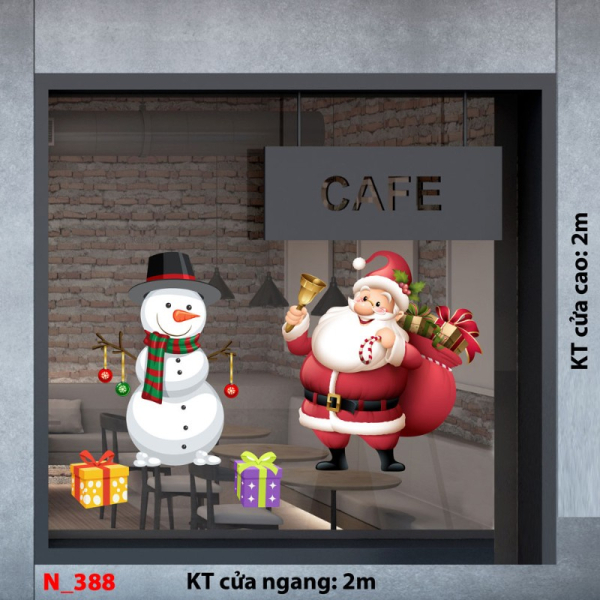 Decal dán tường Decal Noel 388- Ông già noel và người tuyết Decal dán tường Decal Noel 388- Ông già noel và người tuyết