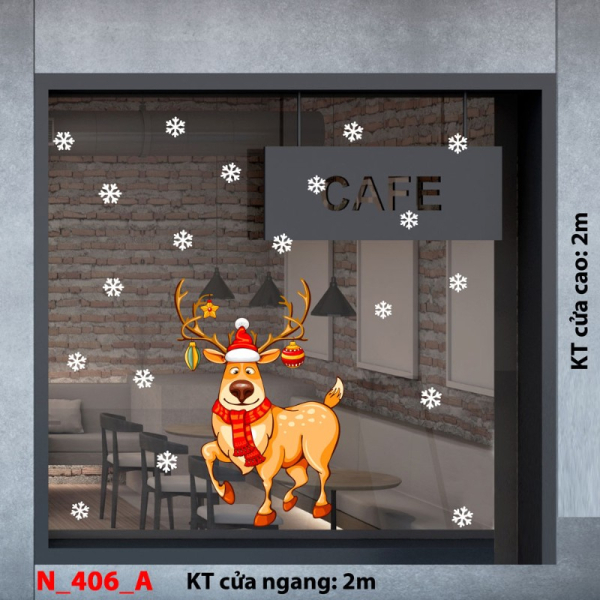 Decal dán tường Noel 406- A Tuần lộc