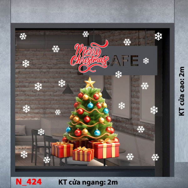 Decal dán tường Noel 424-Cây thông