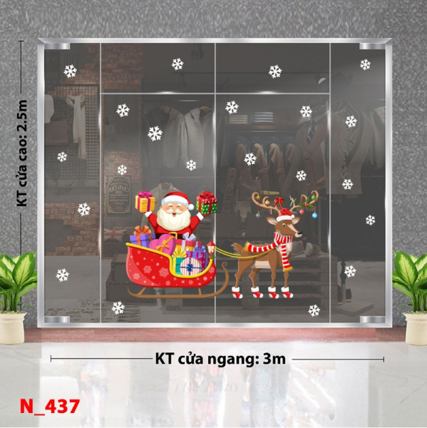 Decal dán tường Decal Noel 437 -Ông già noel Decal dán tường Decal Noel 437 -Ông già noel