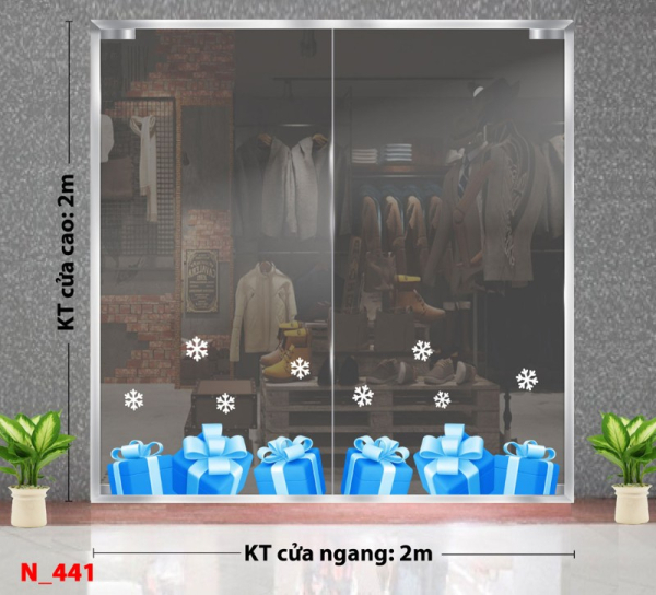 Decal dán tường Decal Noel 441 - Hộp quà xanh  Decal dán tường Decal Noel 441 - Hộp quà xanh