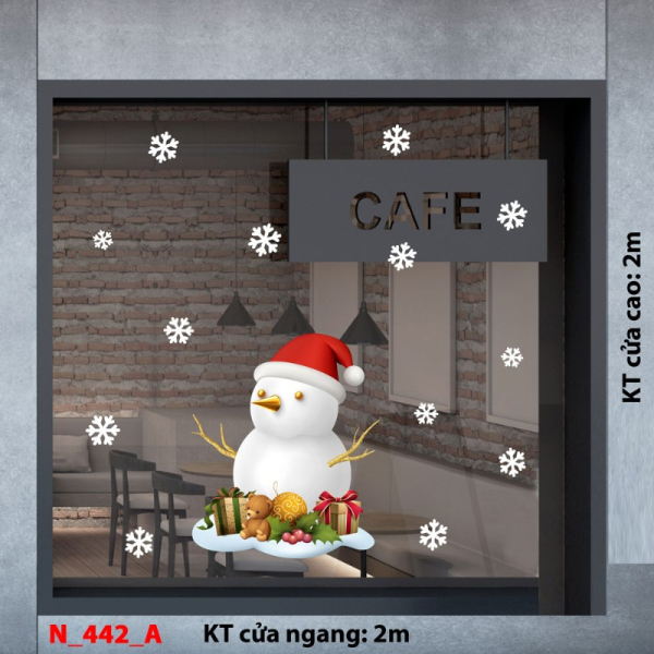 Decal dán tường Decal Noel 442 A -Người tuyết Decal dán tường Decal Noel 442 A -Người tuyết
