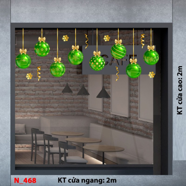 Decal dán tường Decal Noel 468 -Qủa châu xanh Decal dán tường Decal Noel 468 -Qủa châu xanh