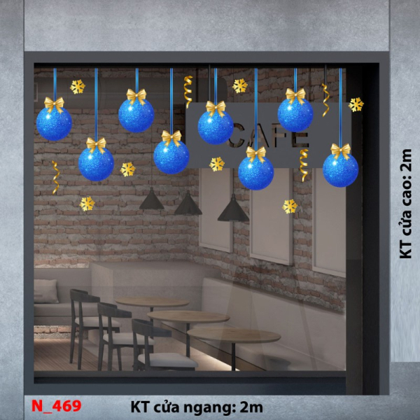 Decal dán tường Decal Noel 469 - Qủa châu xanh Decal dán tường Decal Noel 469 - Qủa châu xanh
