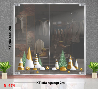 Decal dán tường Noel 474 - Cây thông vàng