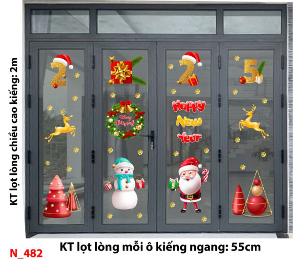 Decal dán tường Decal Noel 482 cửa 4 cánh Decal dán tường Decal Noel 482 cửa 4 cánh