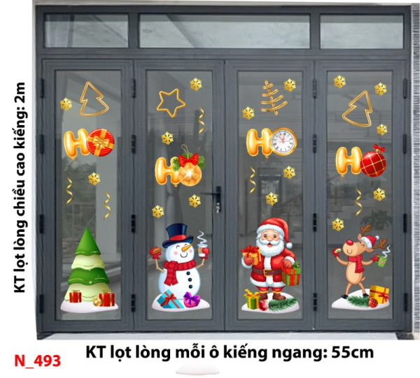 Decal dán tường Noel 493 cửa 4 cánh