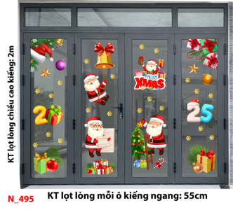 Decal dán tường Noel 495 cửa kính 4 cánh