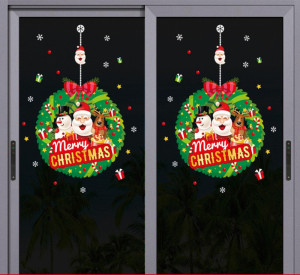 Decal dán tường Noel 98 - Ông già noel và bạn thú