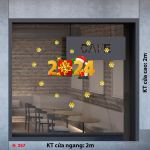 Decal dán tường Decal Noel- chữ số năm 2024 màu vàng 1 Decal dán tường Decal Noel- chữ số năm 2024 màu vàng 1