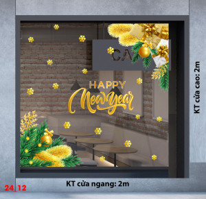 Decal dán tường Noel - Lá thông vàng 