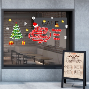 Decal dán tường Noel-Cây thông-happy new year