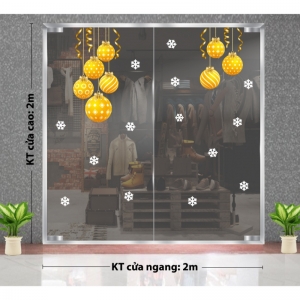 Decal dán tường Decal Noel-châu vàng và bông tuyết Decal dán tường Decal Noel-châu vàng và bông tuyết