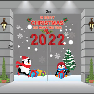 Decal dán tường Decal Noel-Chim cánh cụt và cây thông Decal dán tường Decal Noel-Chim cánh cụt và cây thông