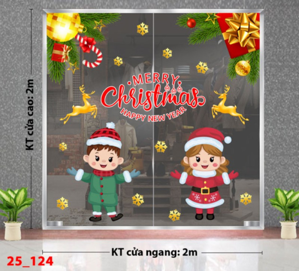 Decal dán tường Noel combo 124 - Bé vui Noel 