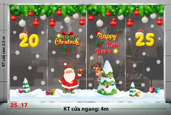 Decal dán tường Noel combo 17 - Chân tuyết trắng