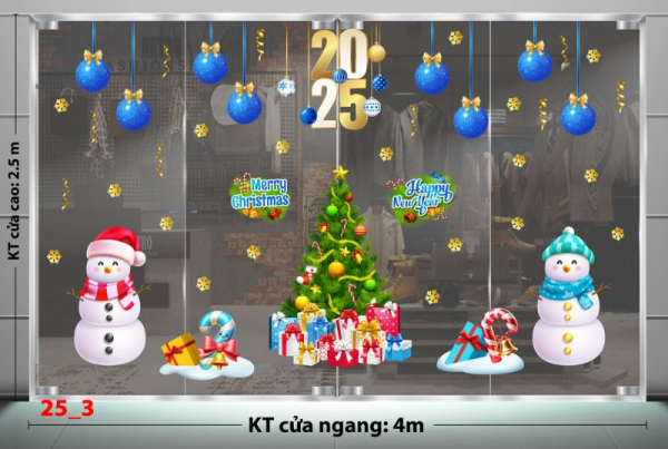 Decal dán tường Noel combo 3- Cặp đôi người tuyết