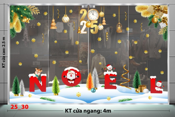 Decal dán tường Noel combo 30 - Lá thông vàng