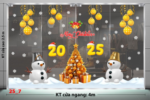 Decal dán tường Noel combo 7 - Cặp đôi người tuyết