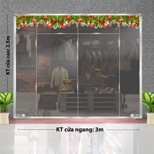 Decal dán tường Decal Noel-Dây cây thông và qủa châu Decal dán tường Decal Noel-Dây cây thông và qủa châu