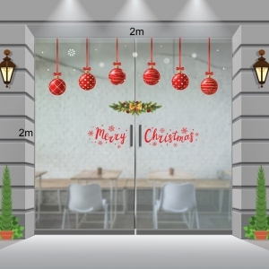 Decal dán tường Decal Noel-Dây treo quả châu đỏ Decal dán tường Decal Noel-Dây treo quả châu đỏ