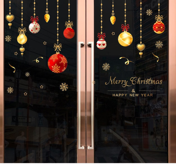 Decal dán tường Decal Noel dây treo quả châu sắc màu (H) Decal dán tường Decal Noel dây treo quả châu sắc màu (H)