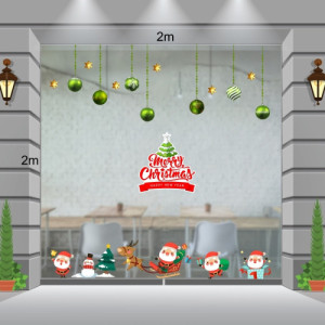 Decal dán tường Decal Noel-Dây treo xanh và ông già cỡi tuần lộc Decal dán tường Decal Noel-Dây treo xanh và ông già cỡi tuần lộc
