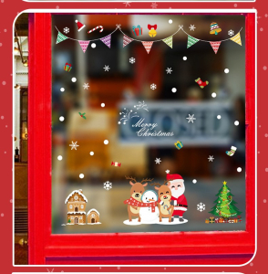 Decal dán tường Decal Noel-Đôi bạn tuần lộc, người tuyết và ông già noel Decal dán tường Decal Noel-Đôi bạn tuần lộc, người tuyết và ông già noel