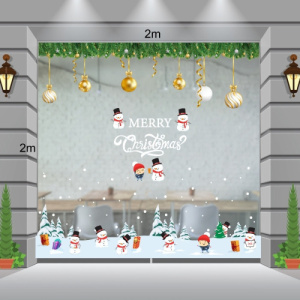 Decal dán tường Noel-Gia đình người tuyết đón giáng sinh